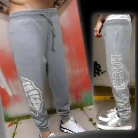 ^HUSTLE GANG^ (GREY) ~COLLEGIATE~ KNIT JOGGER SWEATPANTS
