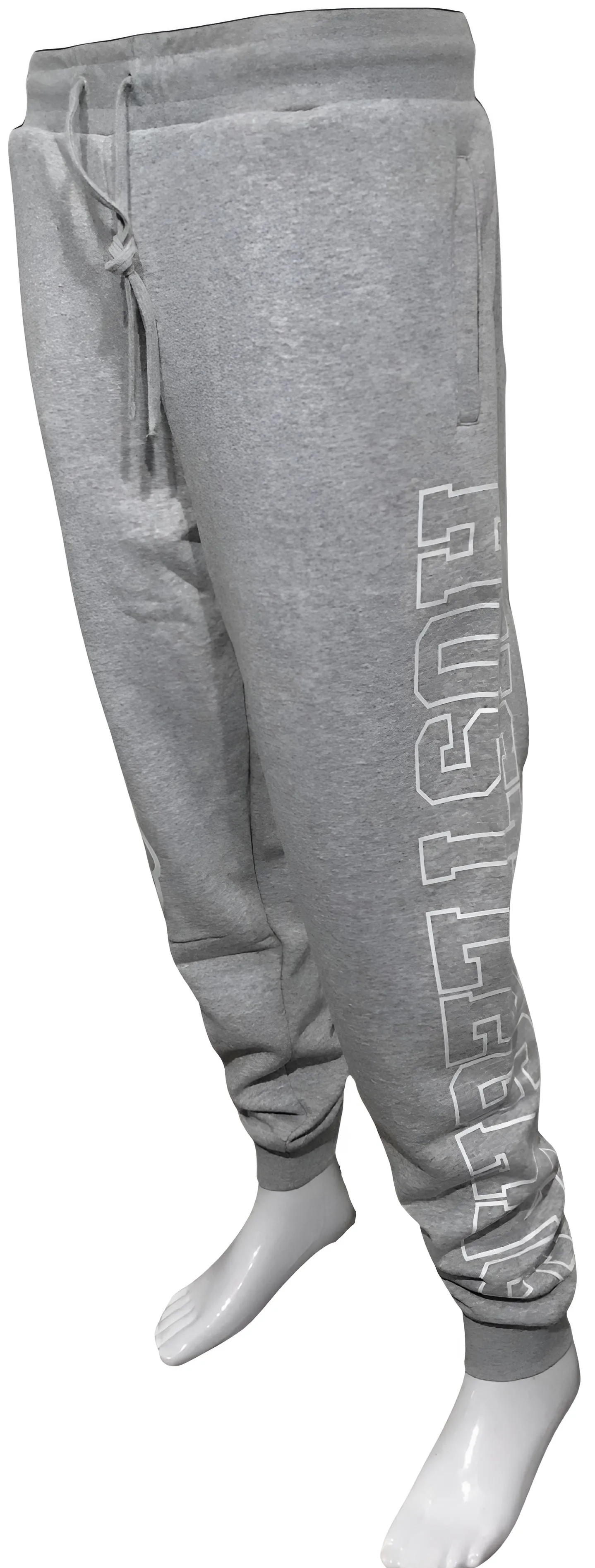 ^HUSTLE GANG^ (GREY) ~COLLEGIATE~ KNIT JOGGER SWEATPANTS