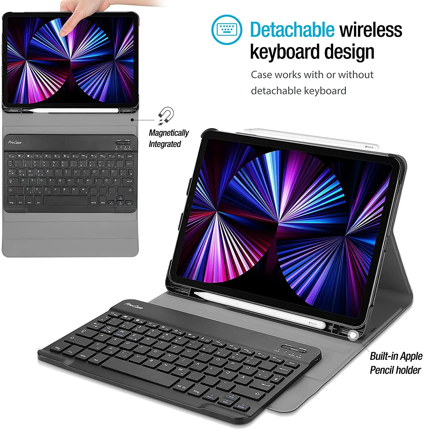 iPad Pro 11" 1st Gen/ 2nd Gen/ 3rd Gen/ 4th Gen Case with Detachable Keyboard | ProCase