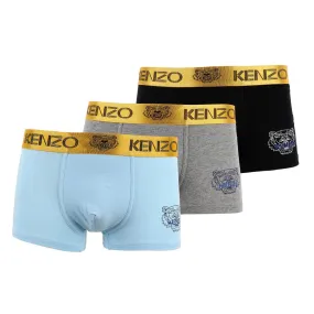 Kenzo Crested 3 IN 1Elastic Band Blue or Black White and Grey Boxers