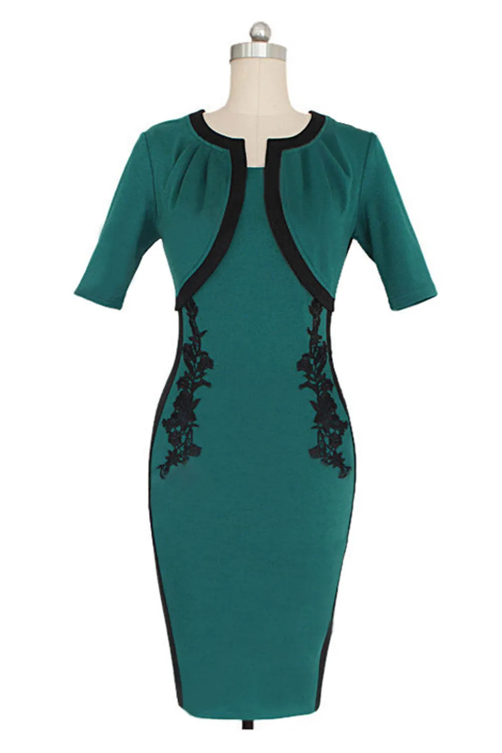 Ketty More Women's American Half Sleeves Flower Embroidered Dress-KMWD196