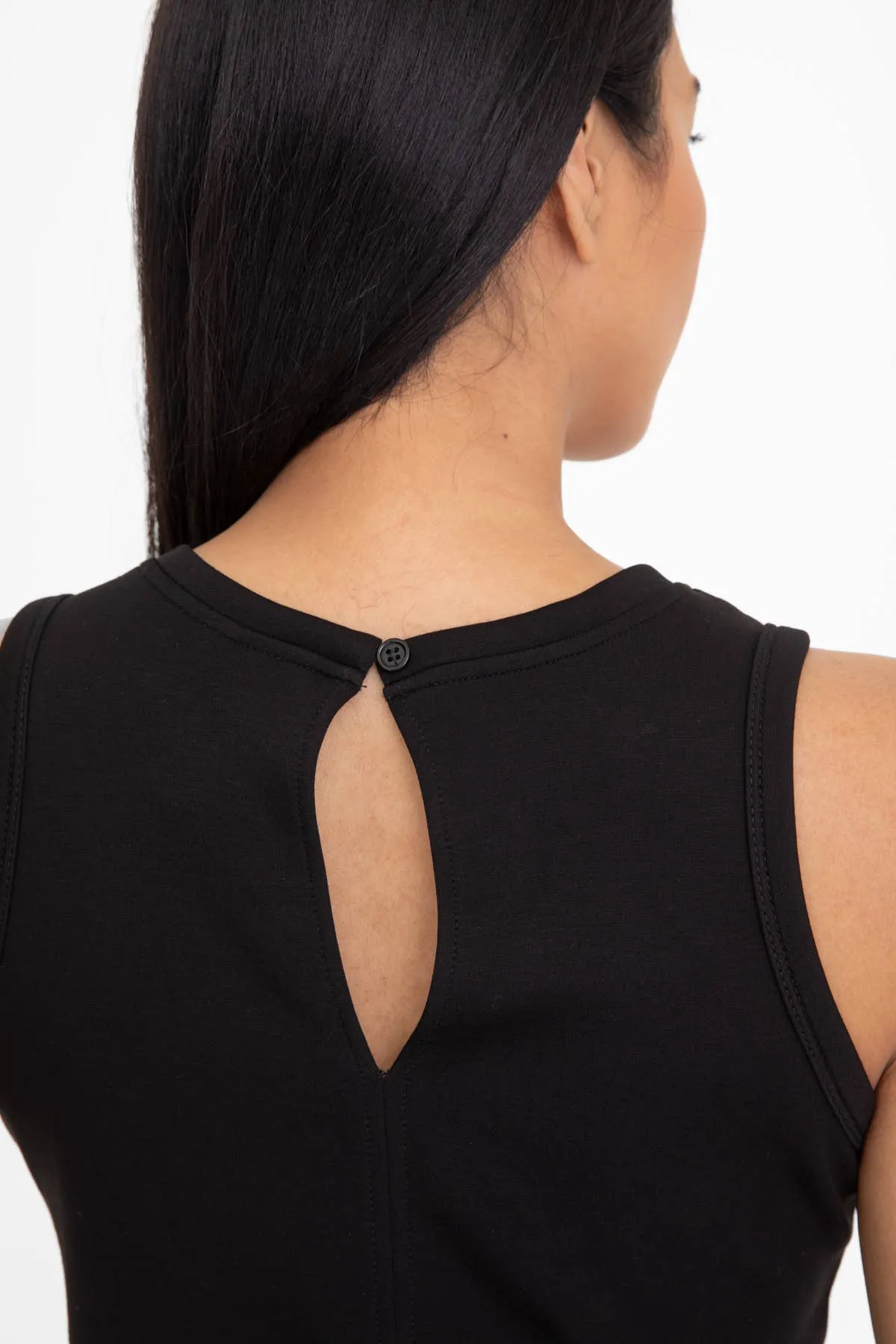 Keyhole Back Jumpsuit: BLACK
