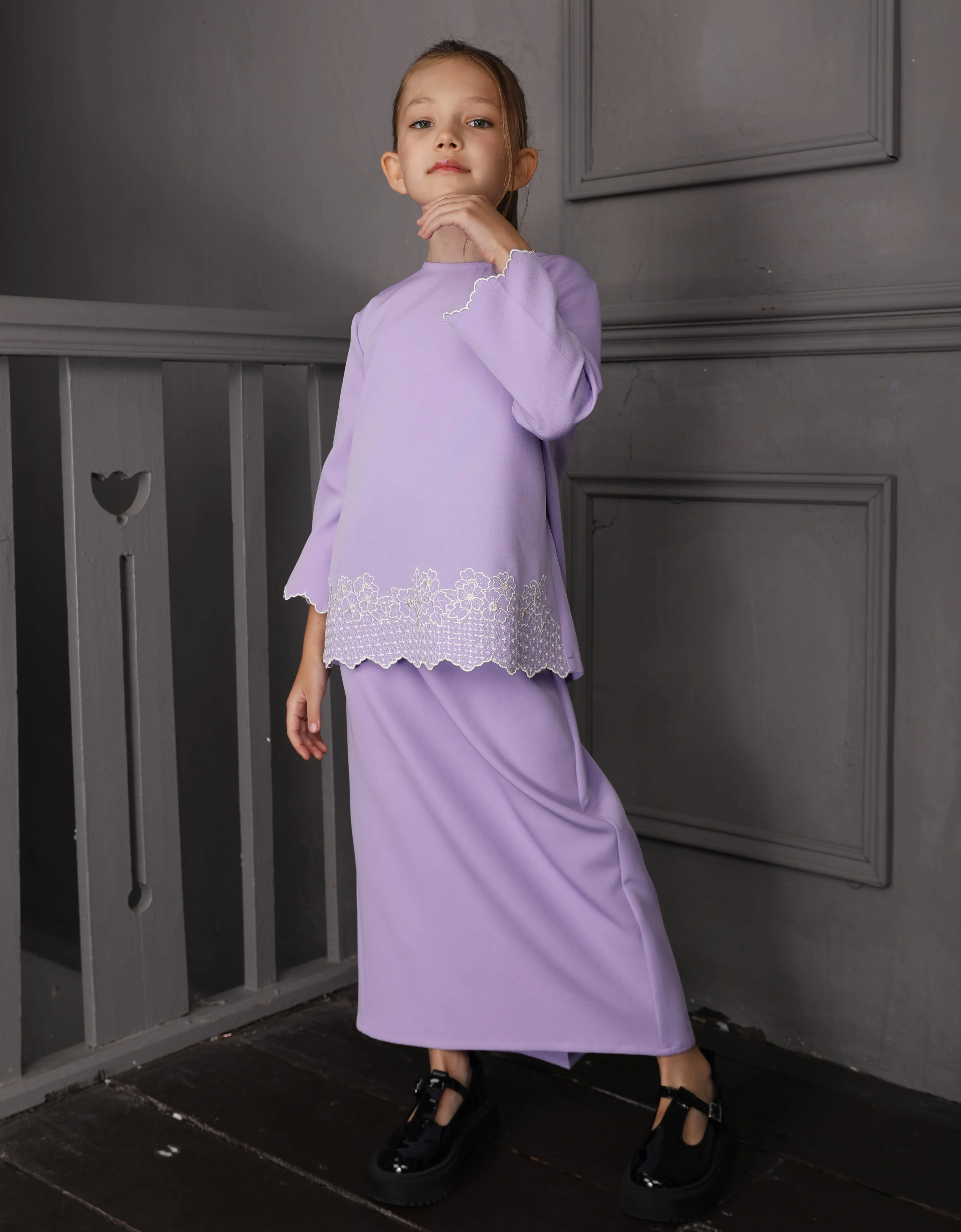 KIDS BAJU KURUNG KEDAH AGNES (LILAC)