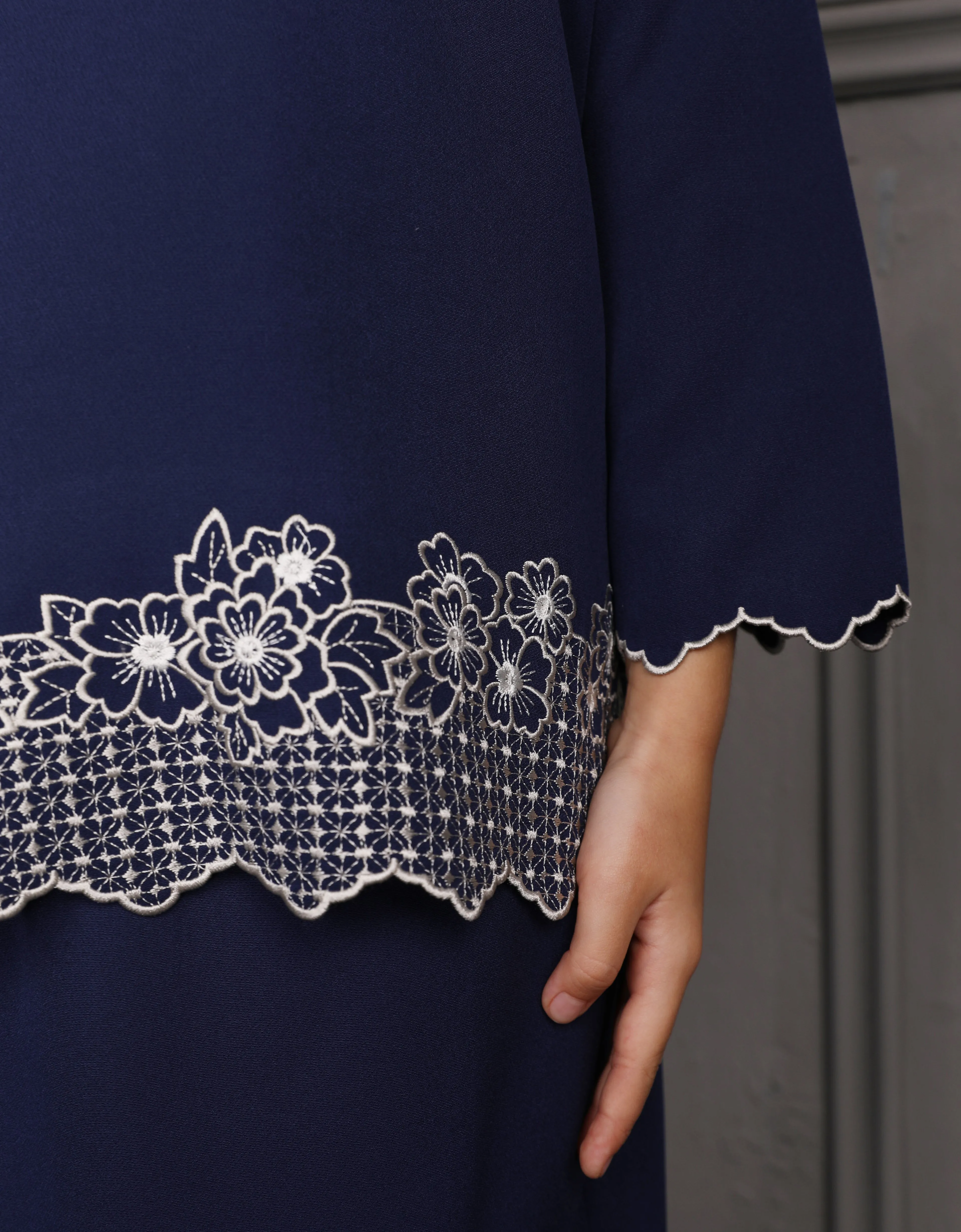 KIDS BAJU KURUNG KEDAH AGNES (NAVY BLUE)