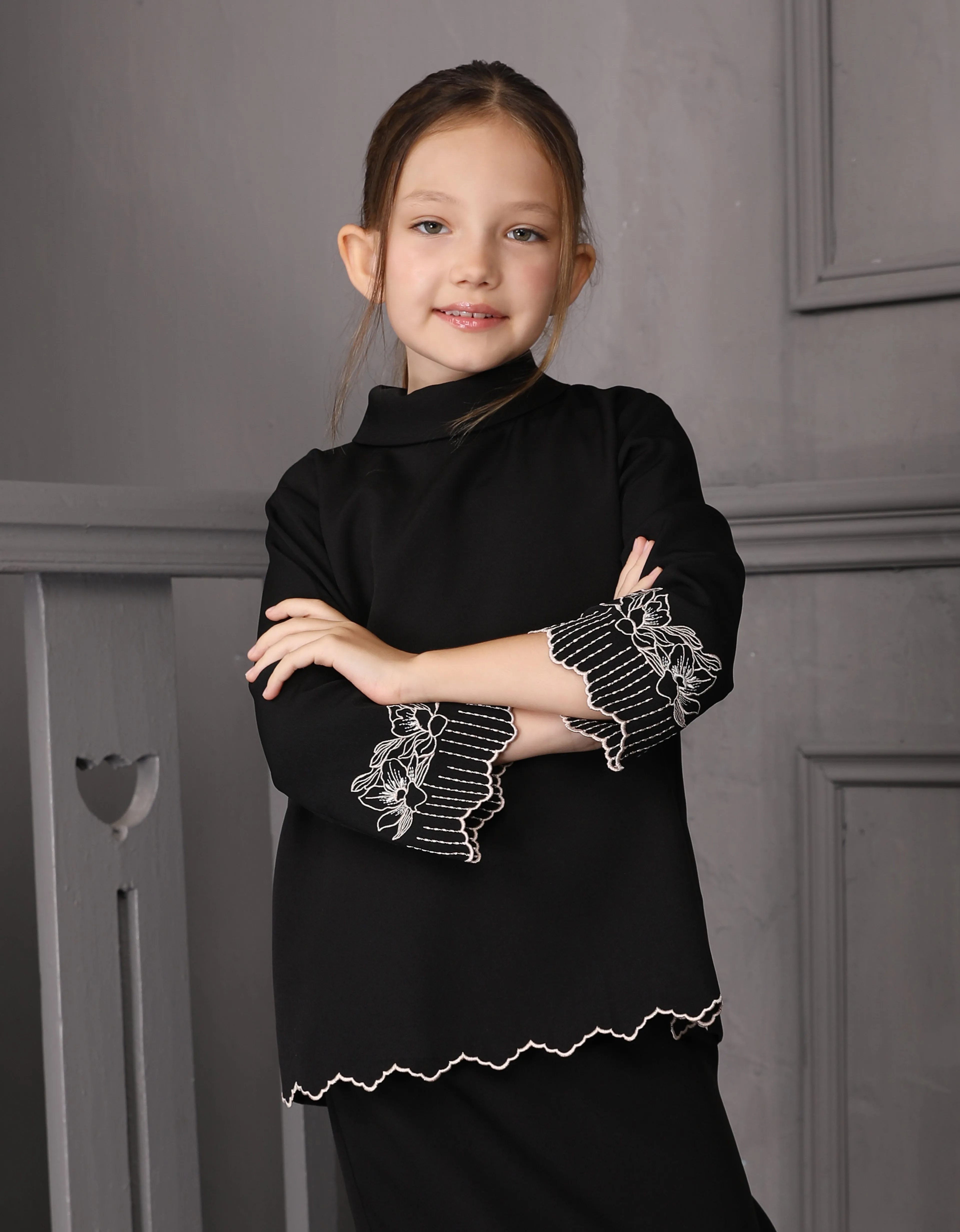 KIDS BAJU KURUNG KEDAH DOVIE (BLACK)