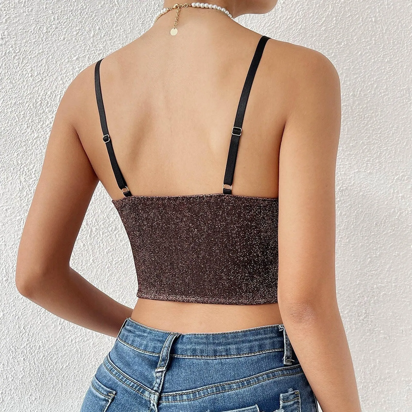 KittenAlarm - Evie Sleeveless Glitter Asymmetrical Cropped Corset Top