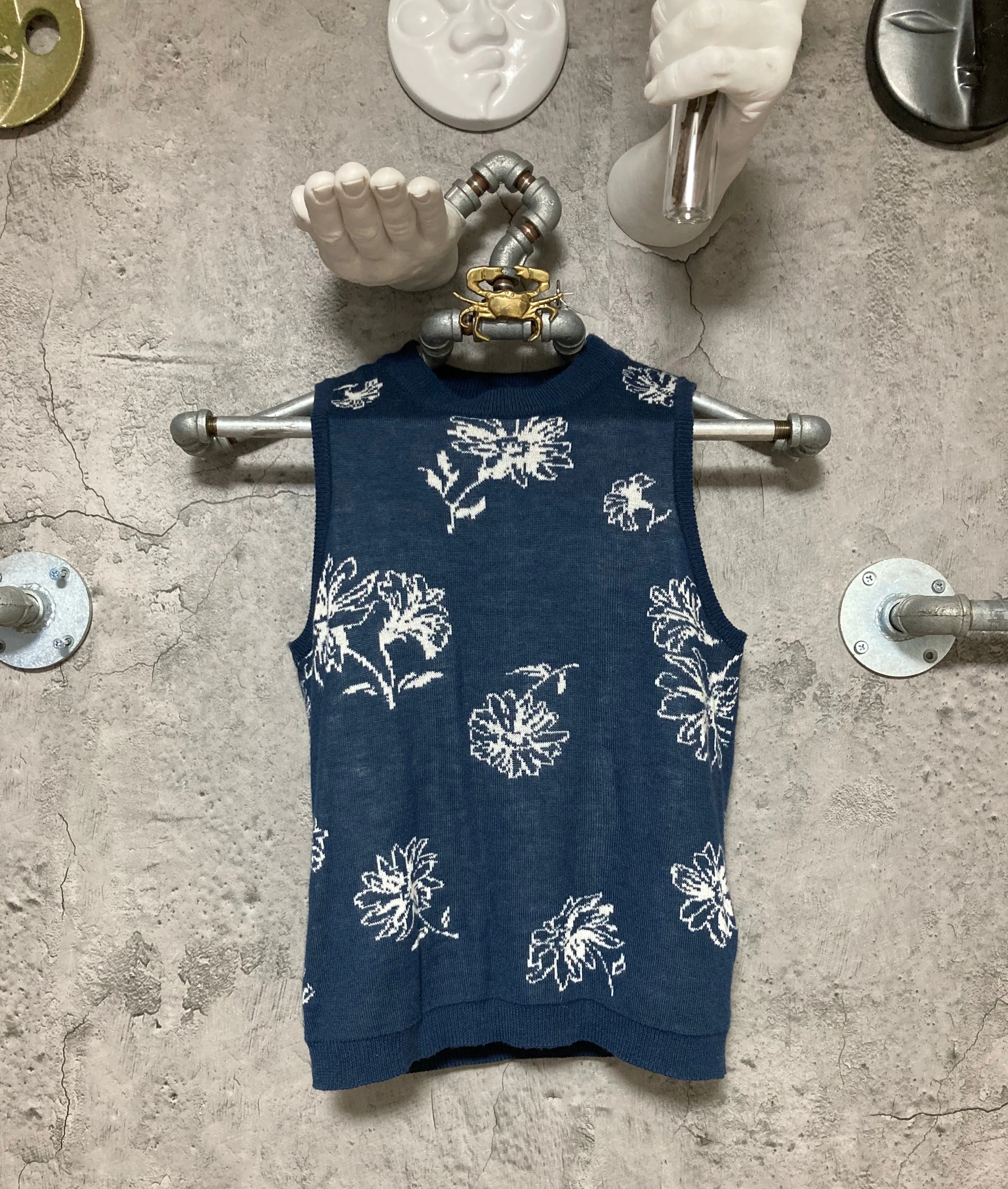 knit vest dress navy