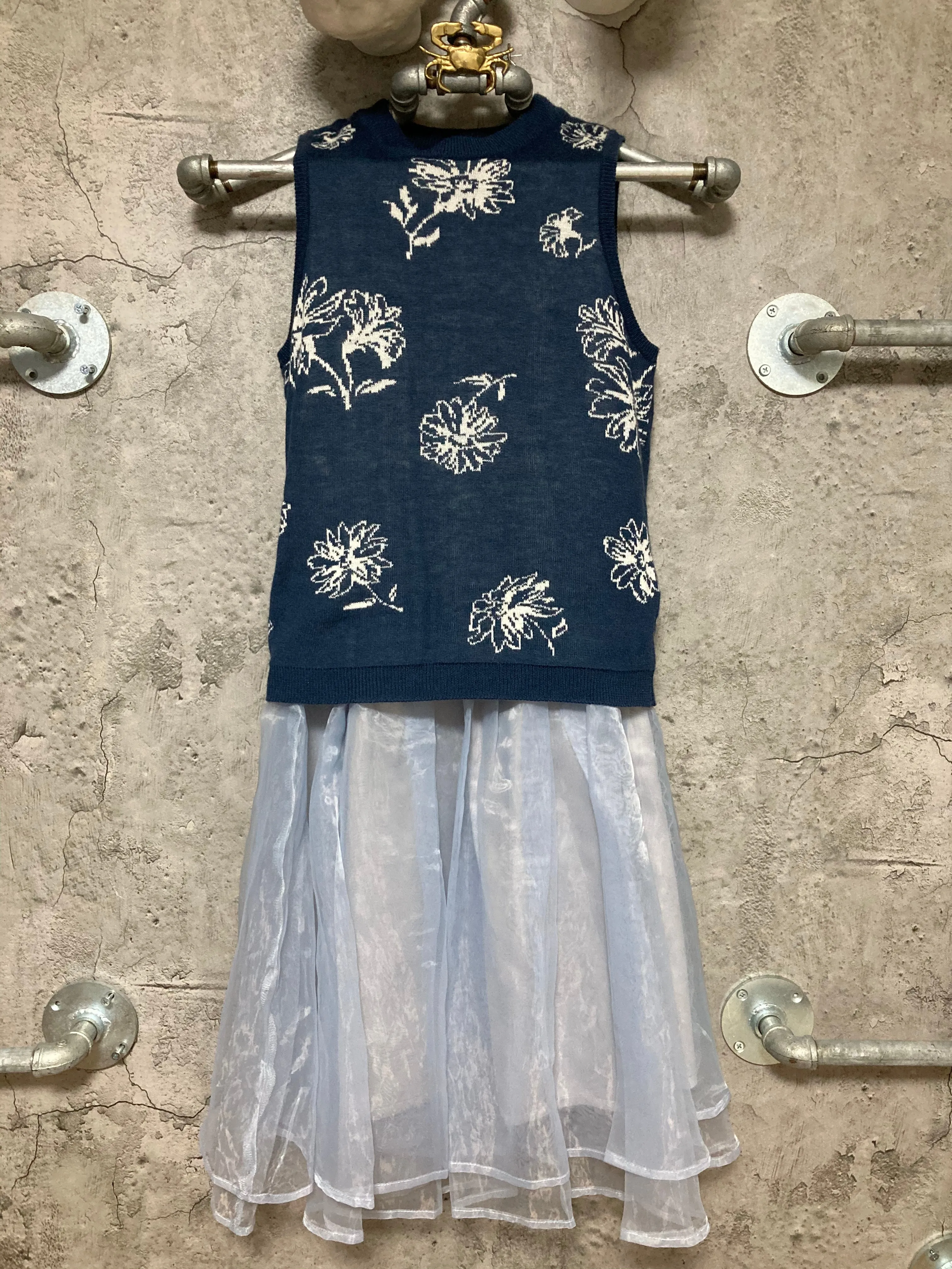 knit vest dress navy