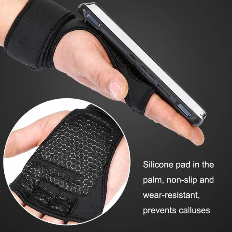L Weightlifting Dumbbell Horizontal Bar Anti-cocoon Anti-slip Wrist Fitness Four-finger Gloves(Black)