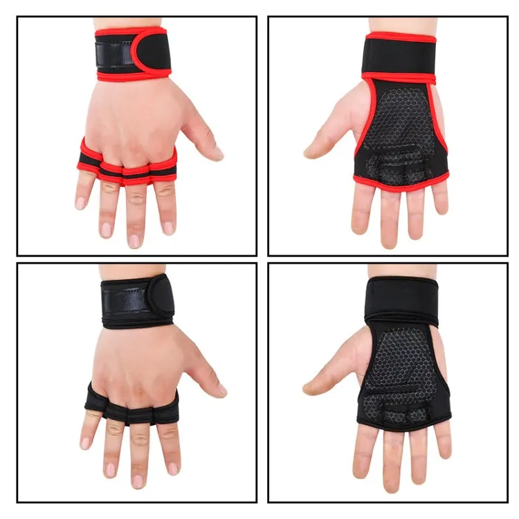 L Weightlifting Dumbbell Horizontal Bar Anti-cocoon Anti-slip Wrist Fitness Four-finger Gloves(Black)