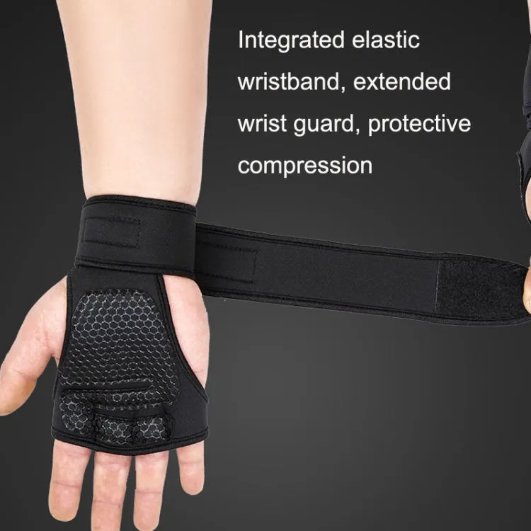 L Weightlifting Dumbbell Horizontal Bar Anti-cocoon Anti-slip Wrist Fitness Four-finger Gloves(Black)