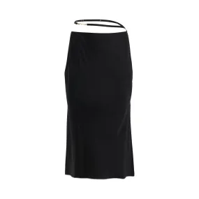 La Jupe Notte Suede Mini Skirt in Black