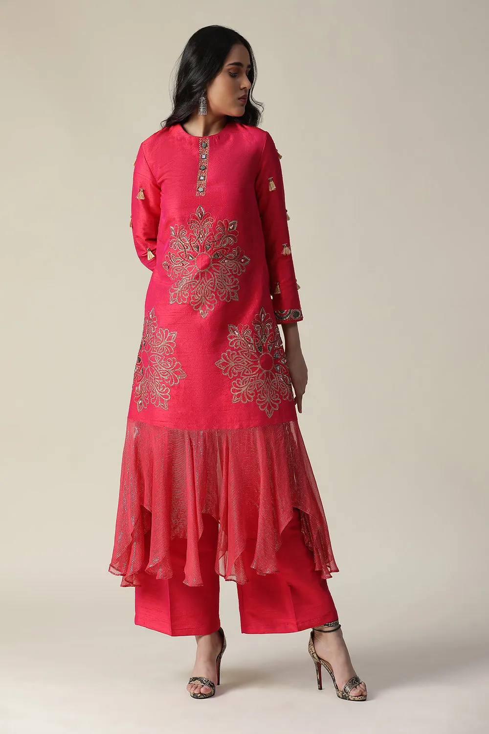 La Rosa Raw Silk Tunic Set