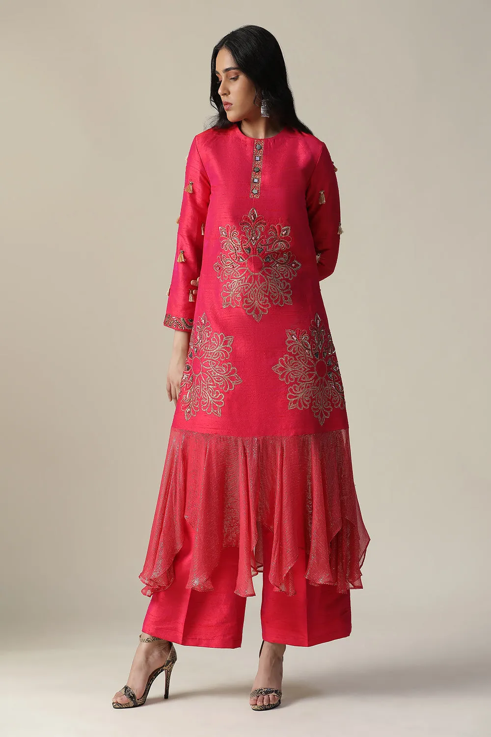 La Rosa Raw Silk Tunic Set