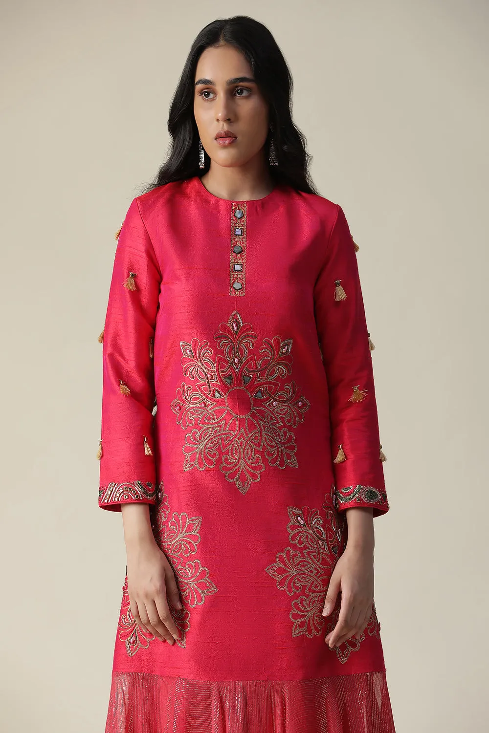 La Rosa Raw Silk Tunic Set