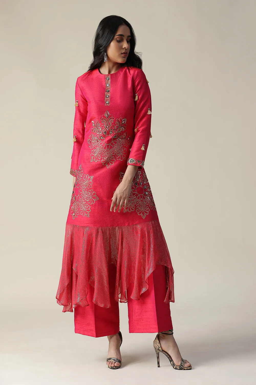 La Rosa Raw Silk Tunic Set