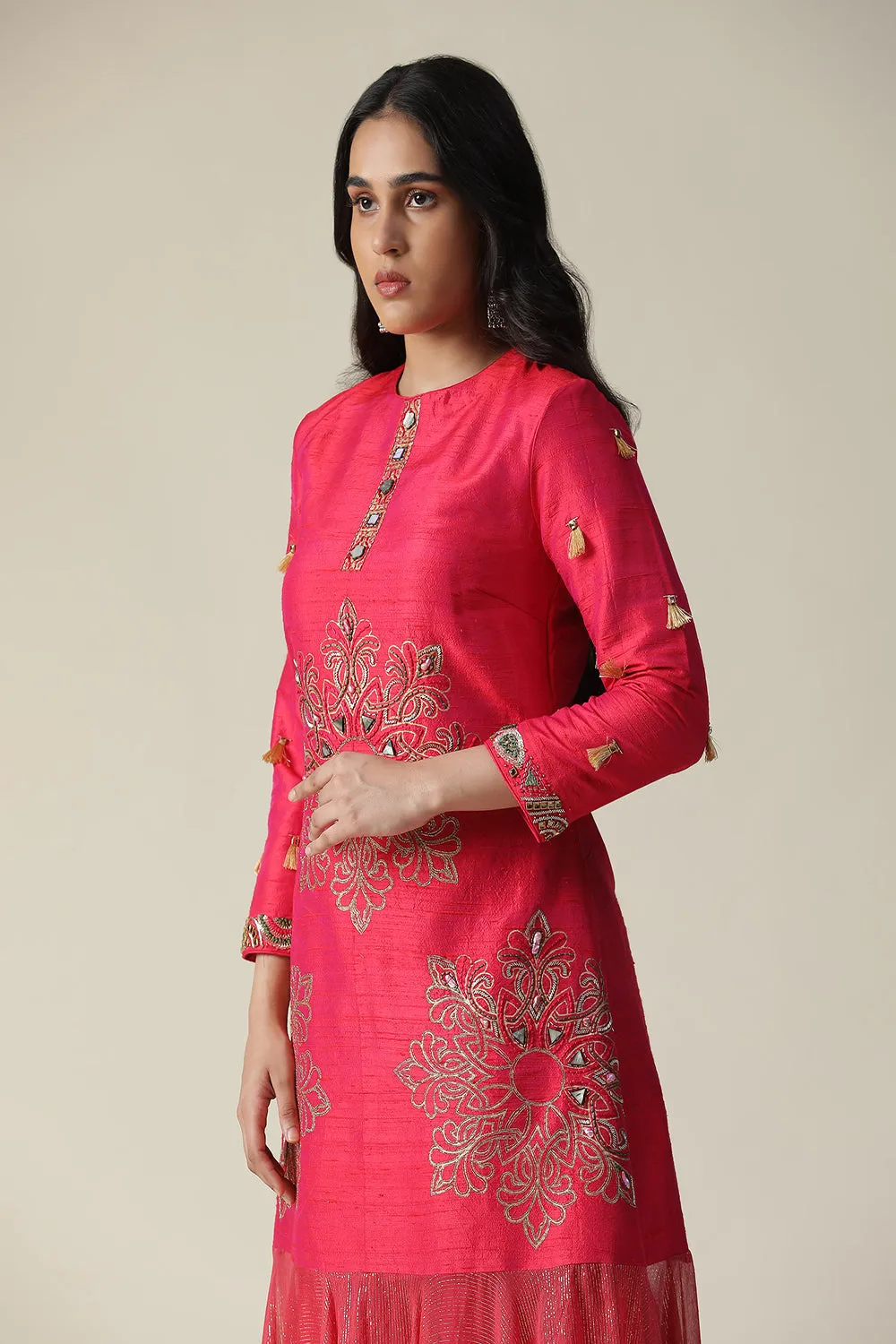 La Rosa Raw Silk Tunic Set