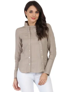 Light Grey Full Sleeve Rayon Slub Tunic