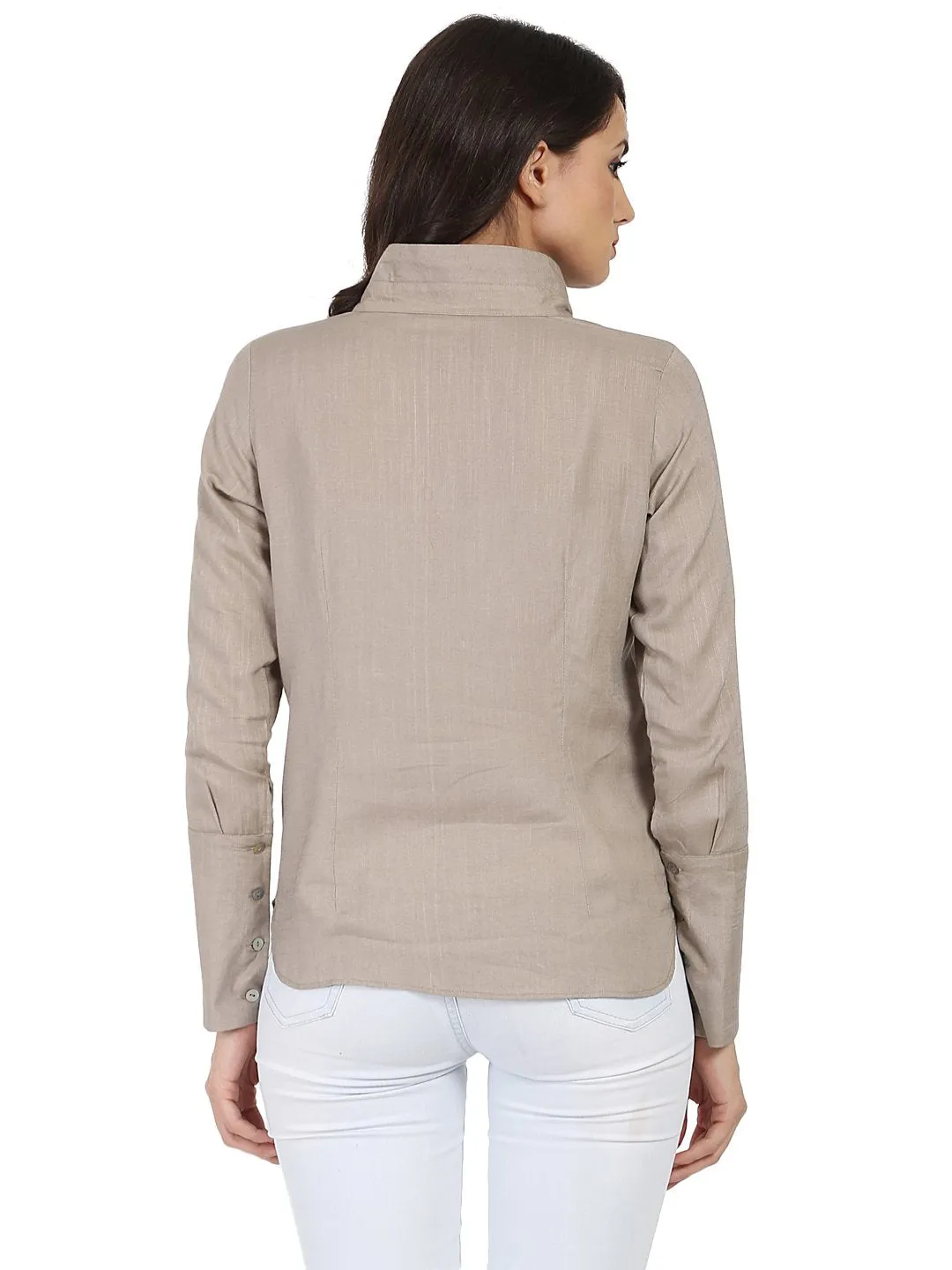 Light Grey Full Sleeve Rayon Slub Tunic