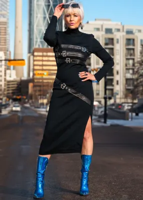 Long Buckled Knit Dress