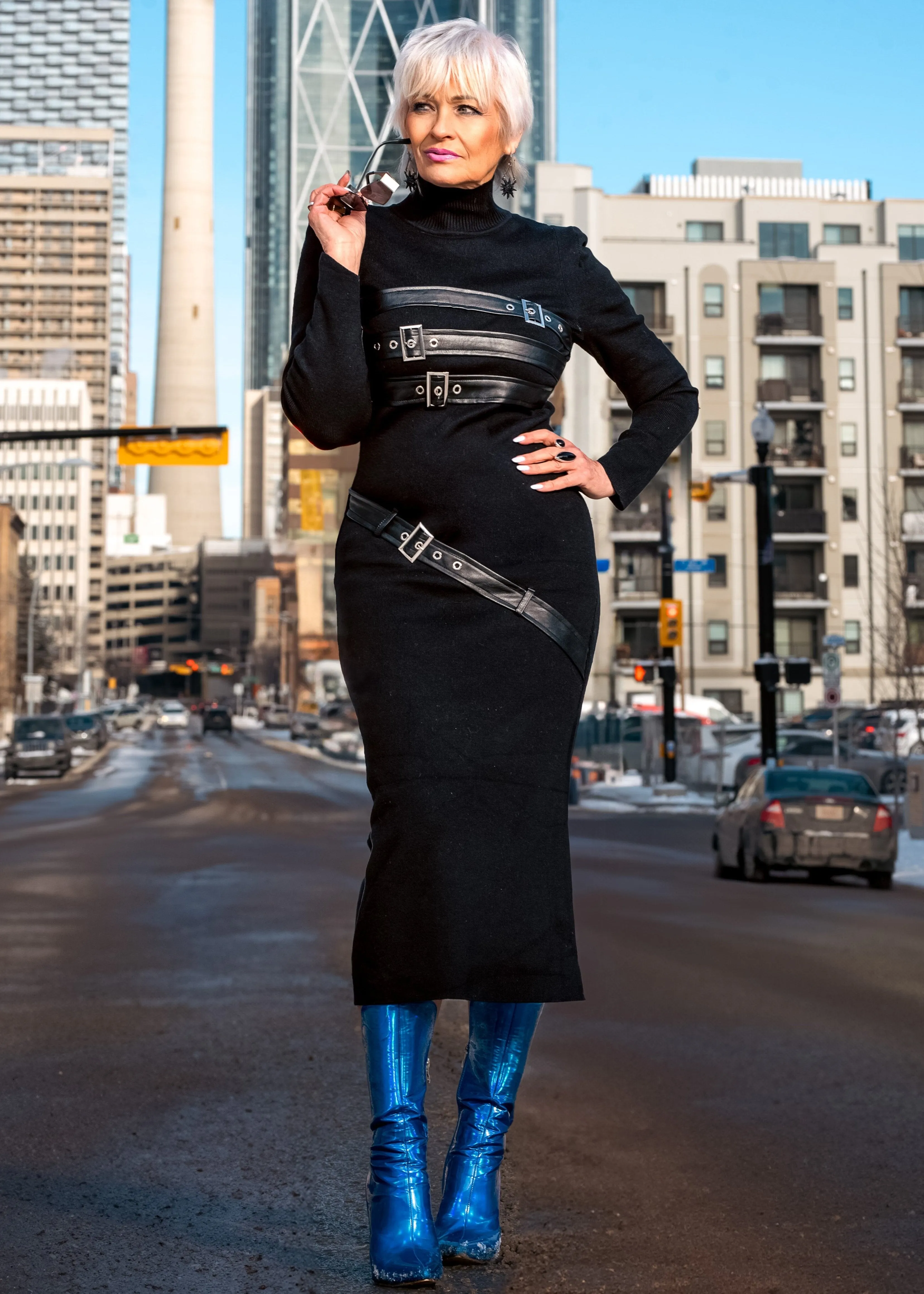 Long Buckled Knit Dress