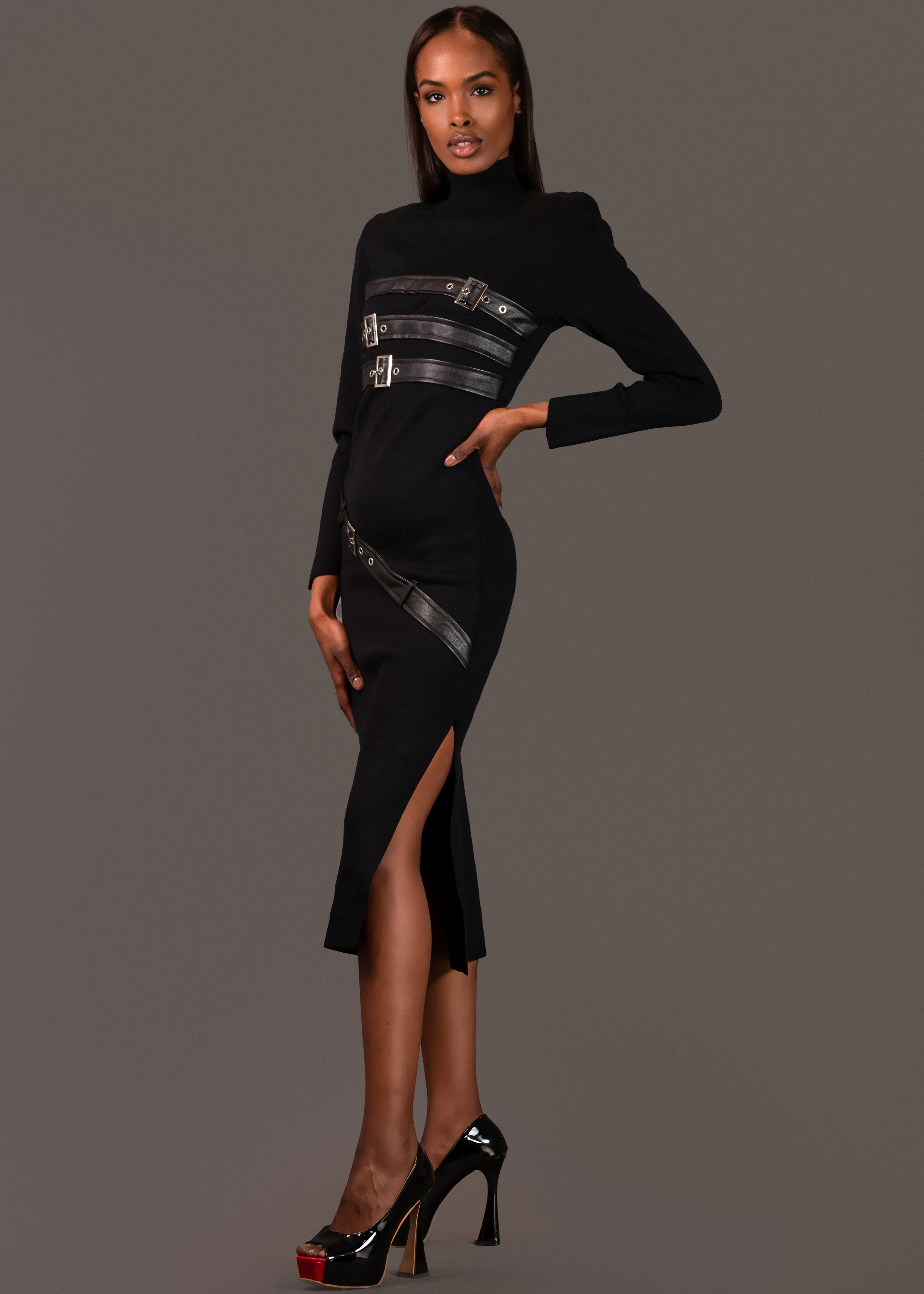 Long Buckled Knit Dress