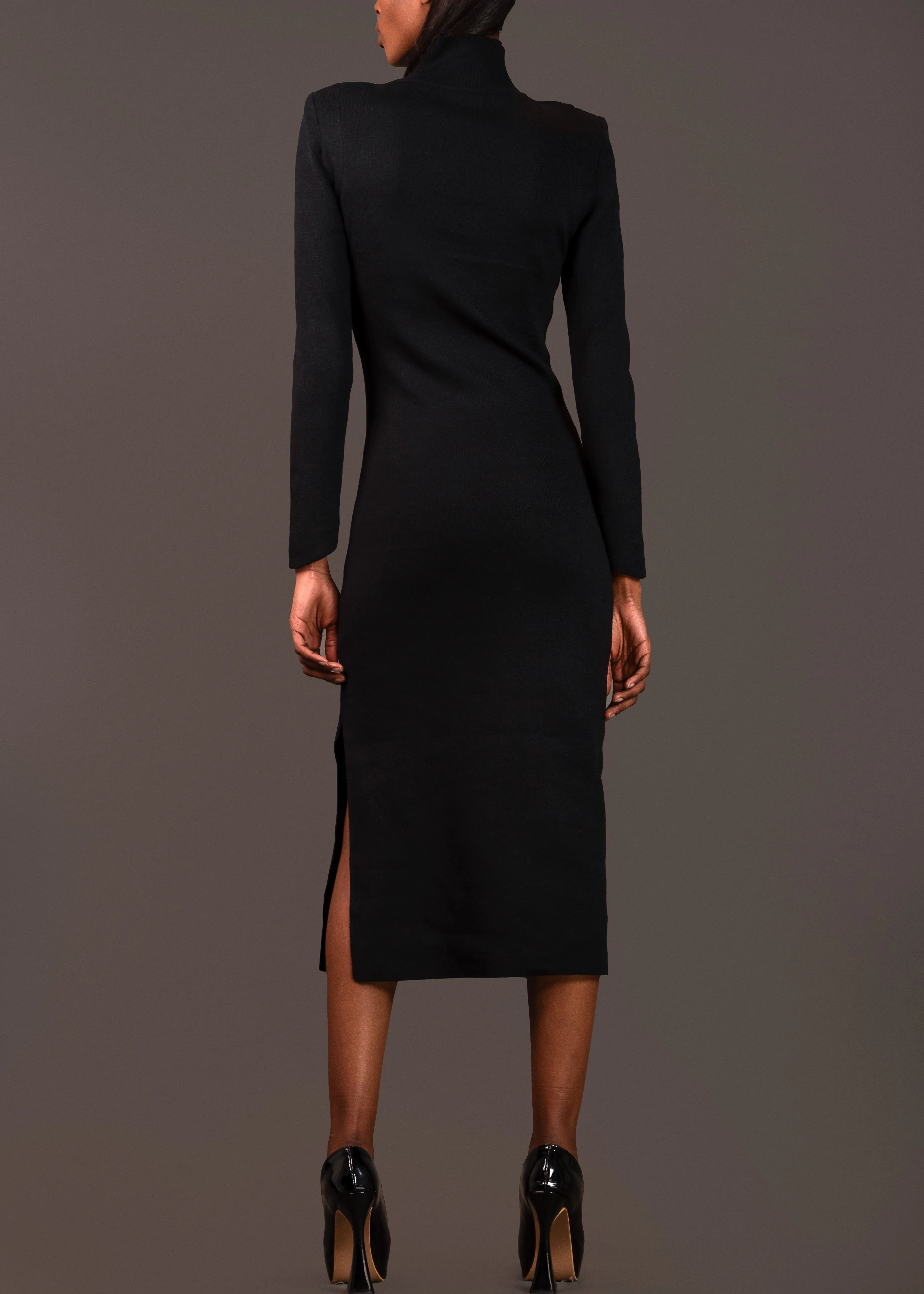 Long Buckled Knit Dress