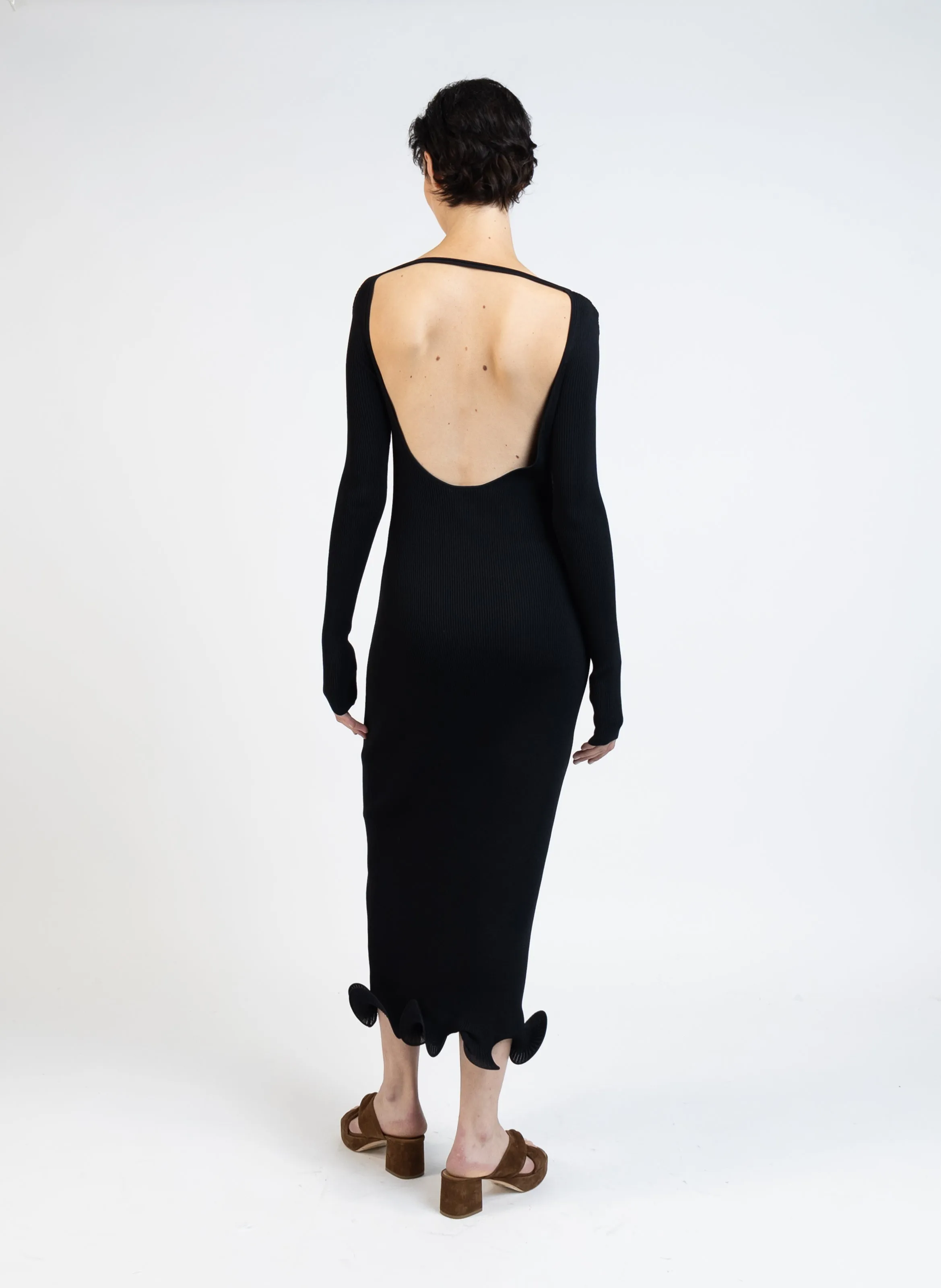 Long Sleeve Knit Dress/Black