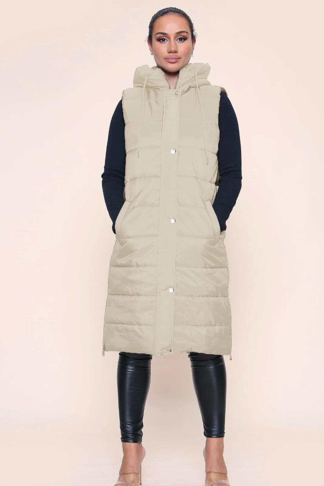 Longline Panelled Puffer Gilet