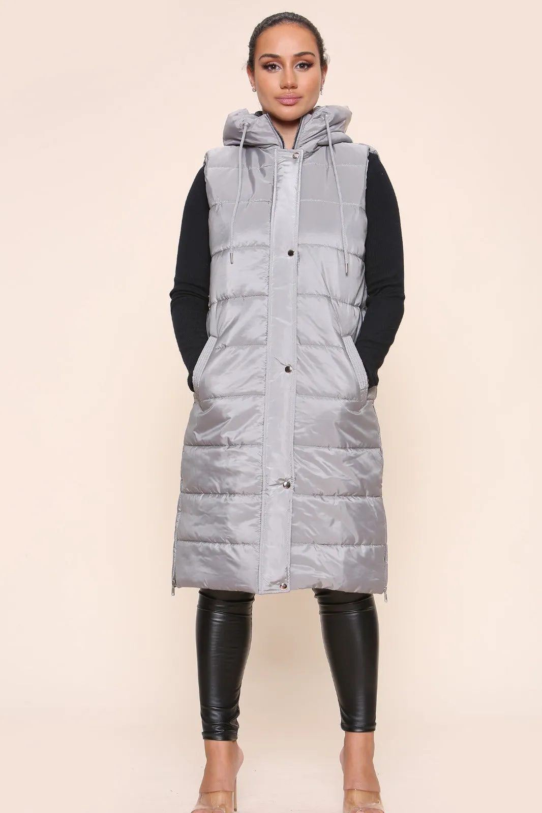 Longline Panelled Puffer Gilet