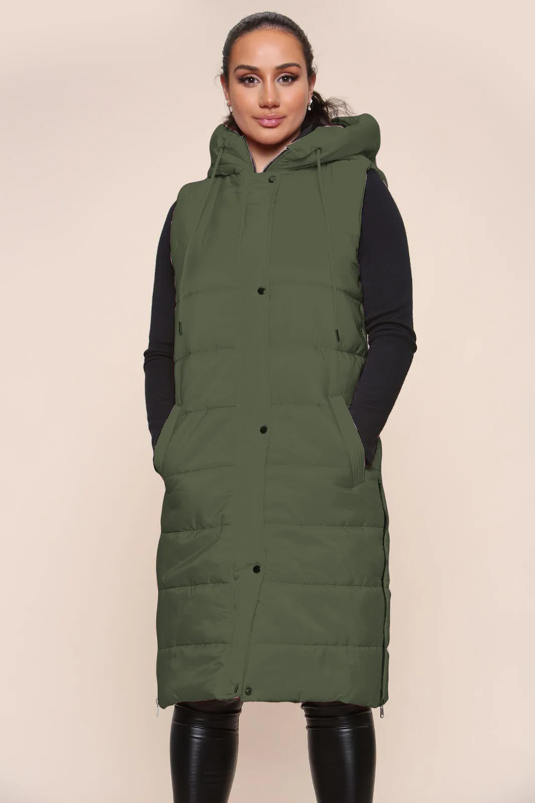 Longline Panelled Puffer Gilet