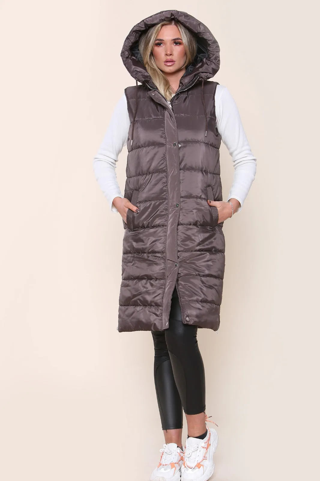Longline Panelled Puffer Gilet