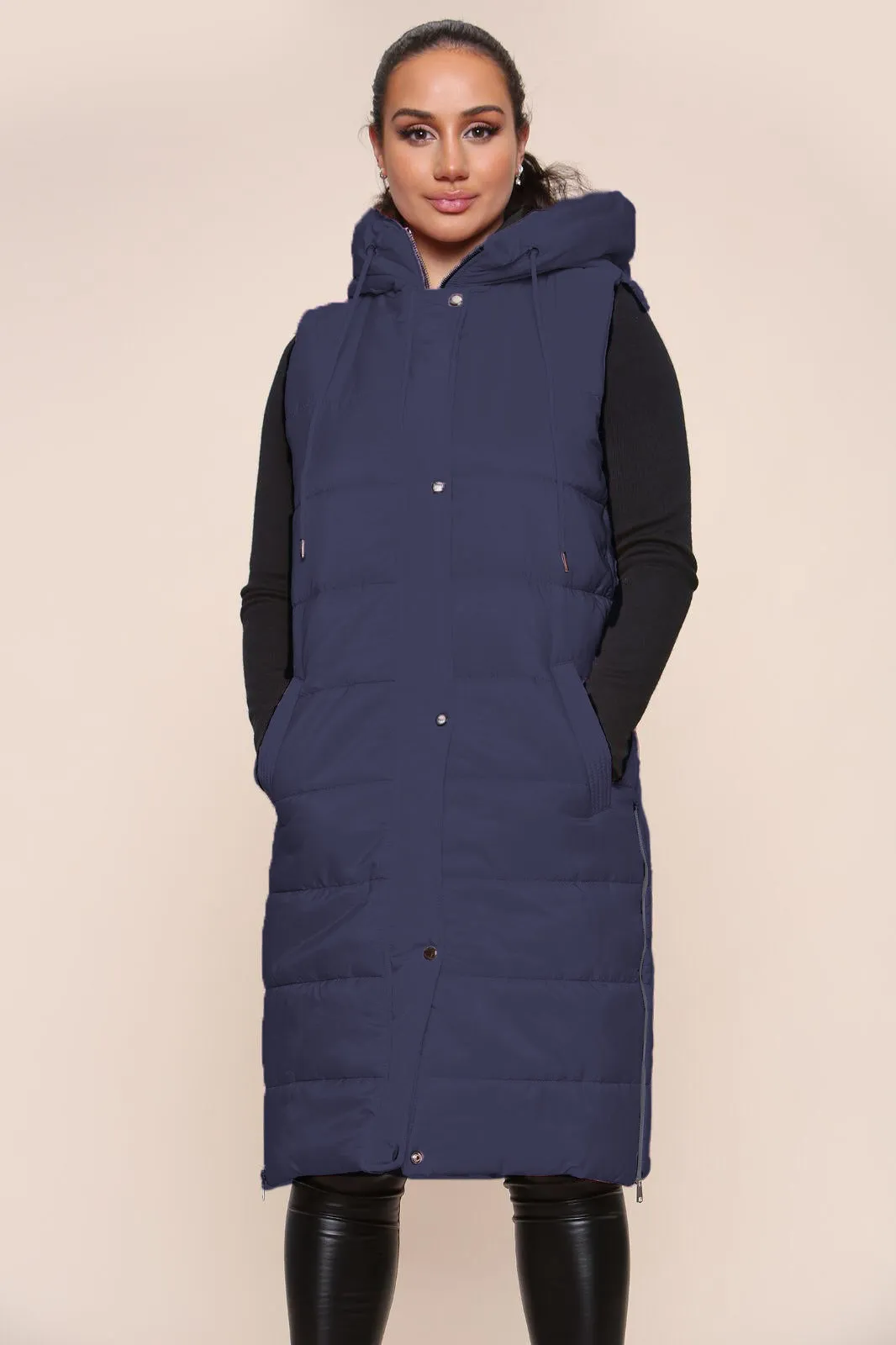 Longline Panelled Puffer Gilet