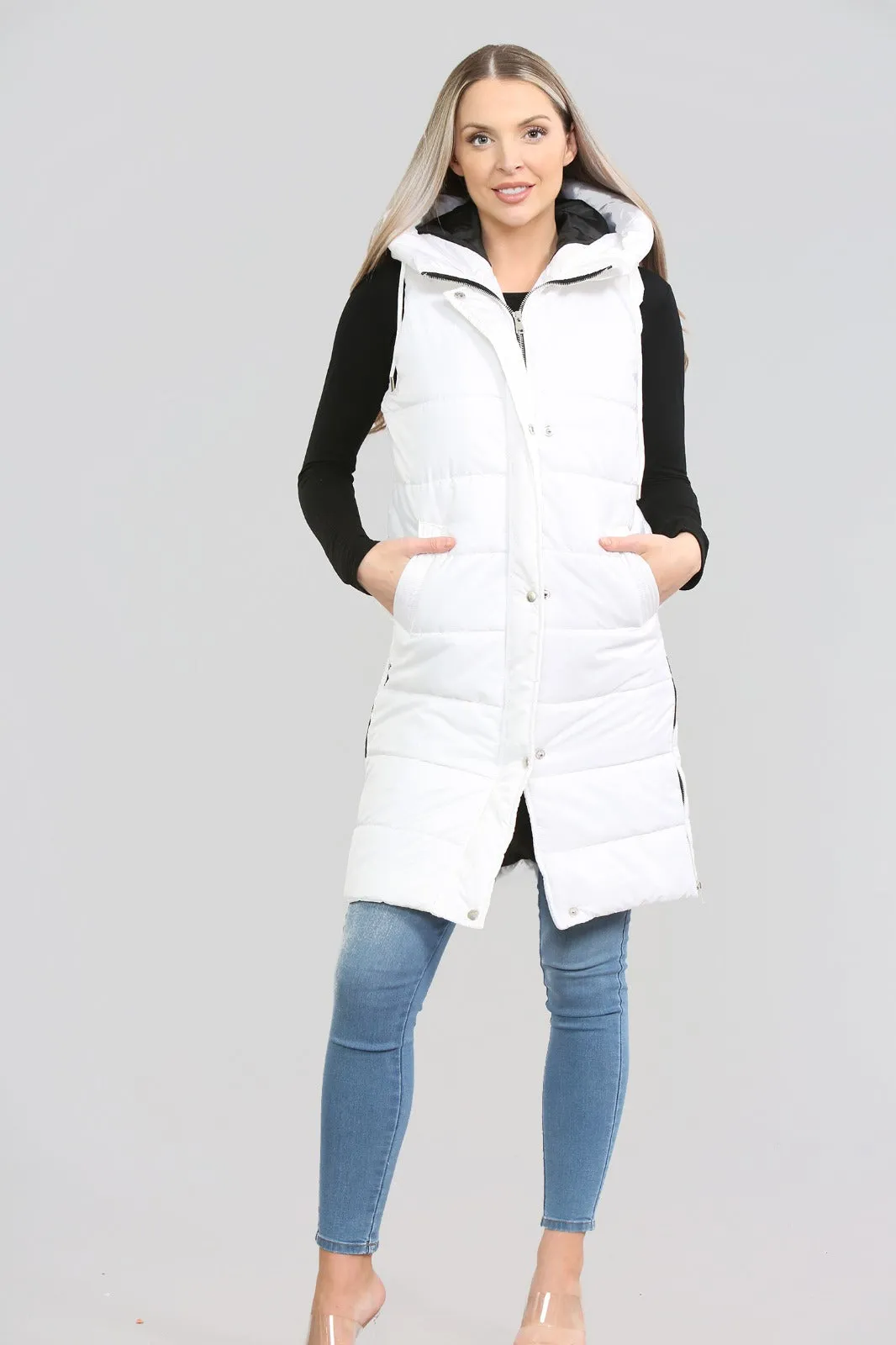 Longline Panelled Puffer Gilet