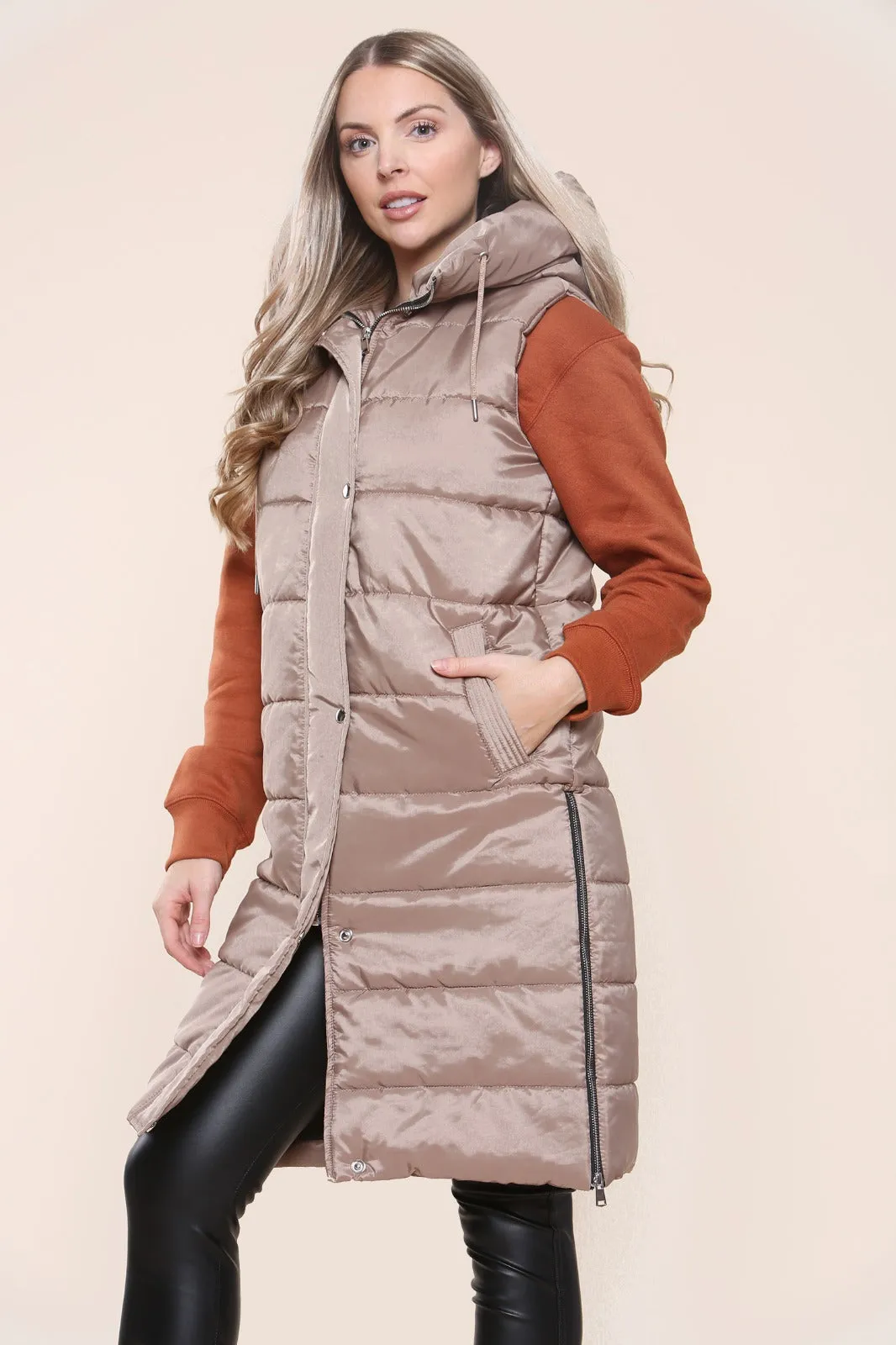Longline Panelled Puffer Gilet