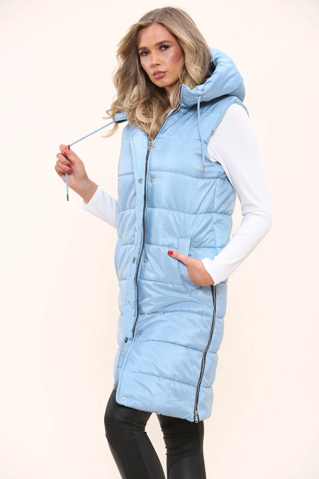Longline Panelled Puffer Gilet