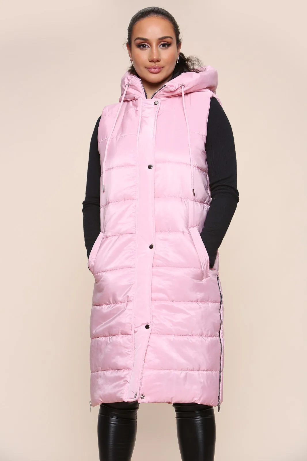 Longline Panelled Puffer Gilet