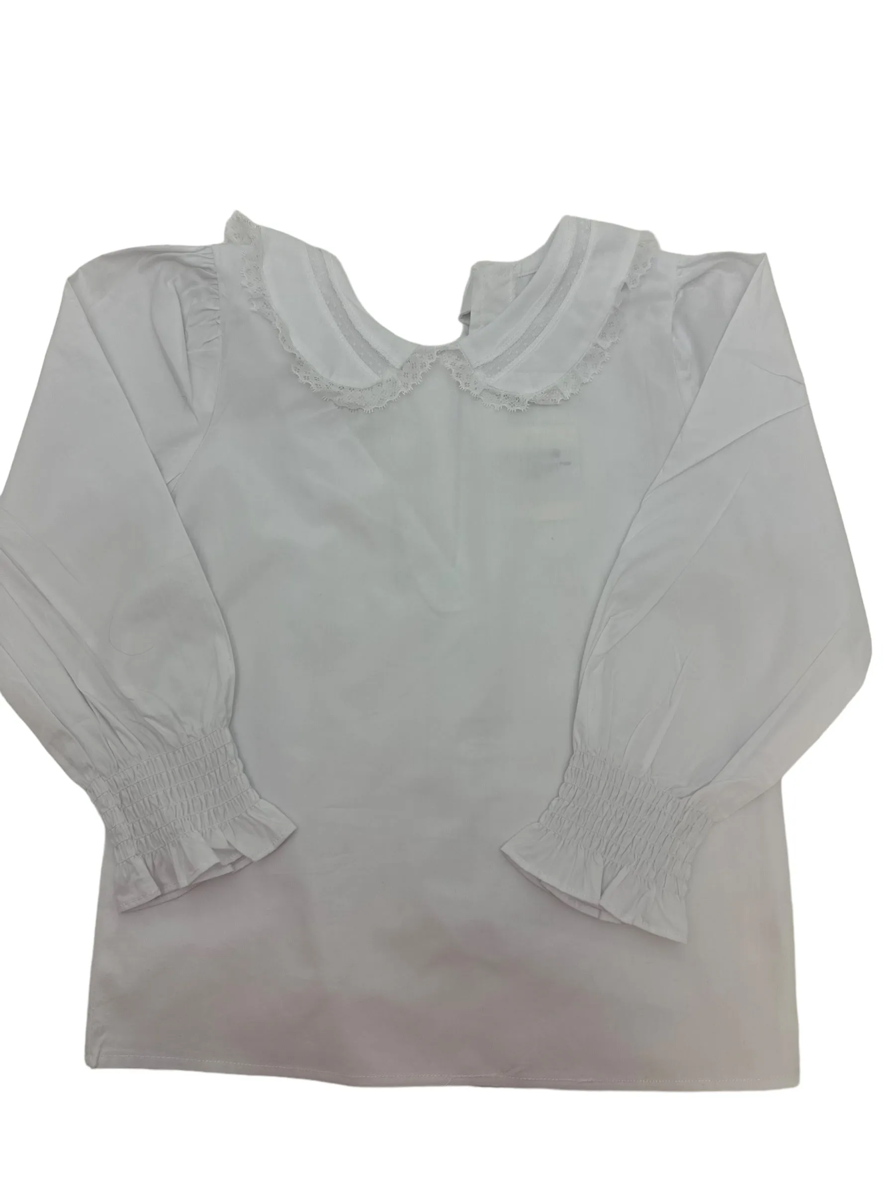 Lulu Bebe Joy LS White Lace Peter Pan Collar Shirt 5108