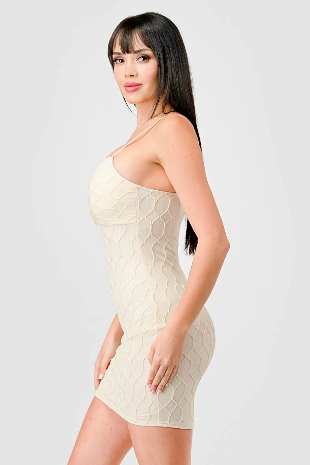LUXE TEXTURE SWEETHEART SLEEVELESS TANK MINI DRESS