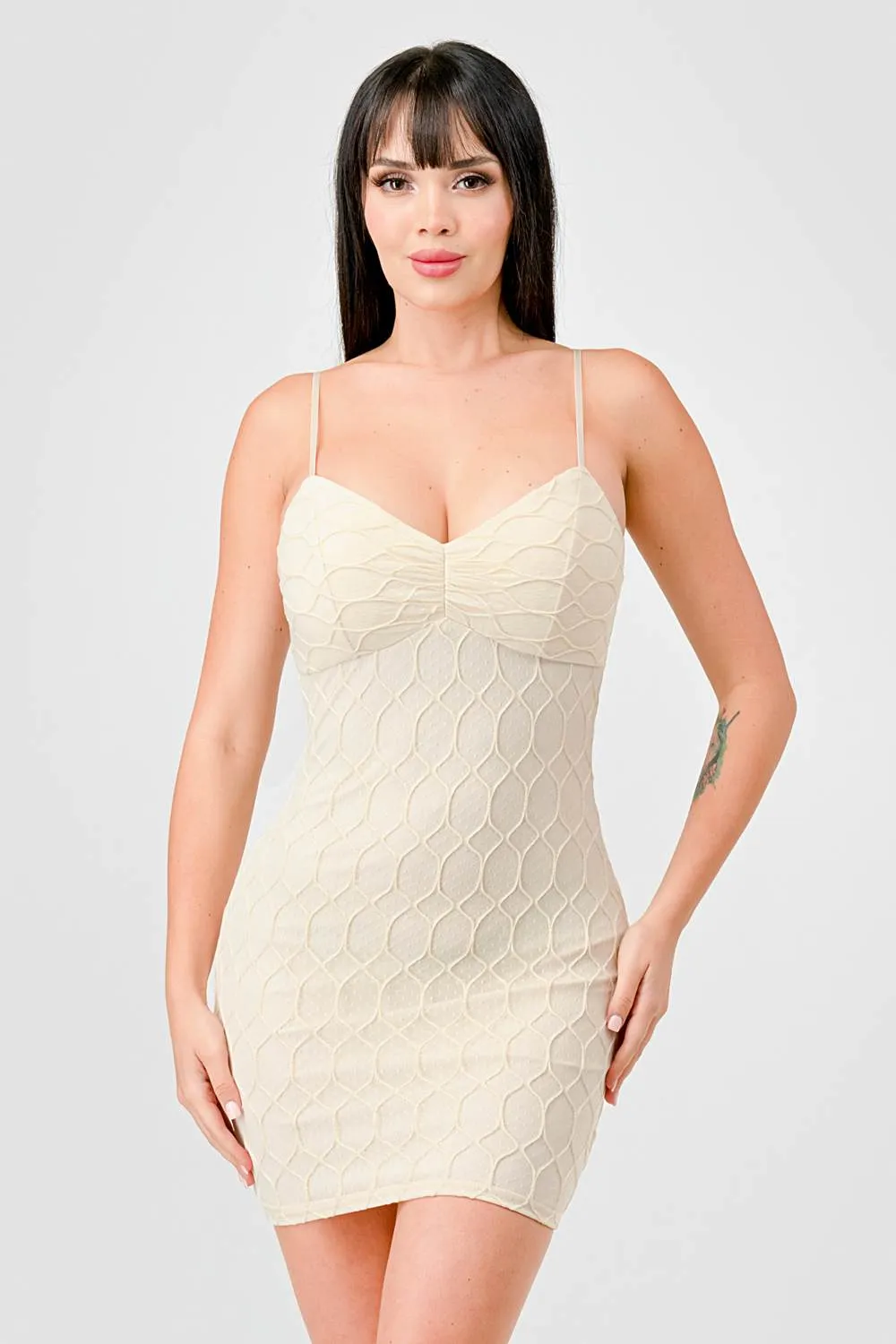 LUXE TEXTURE SWEETHEART SLEEVELESS TANK MINI DRESS