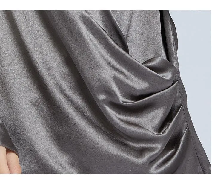 Luxe V-Neck Long Sleeve Blouse in 100% Mulberry Silk for Women