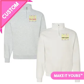 Make It Yours™ 'Bow & Pencil' Quarter Zip Sweatshirt