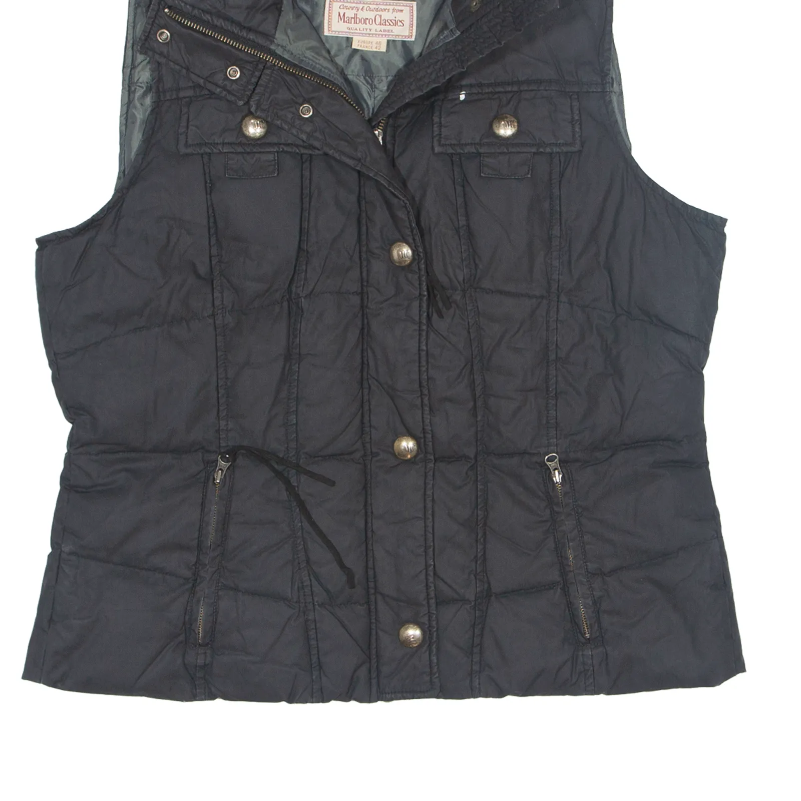 MARLBORO Classics Down Insulated Puffer Gilet Black 90s Womens L