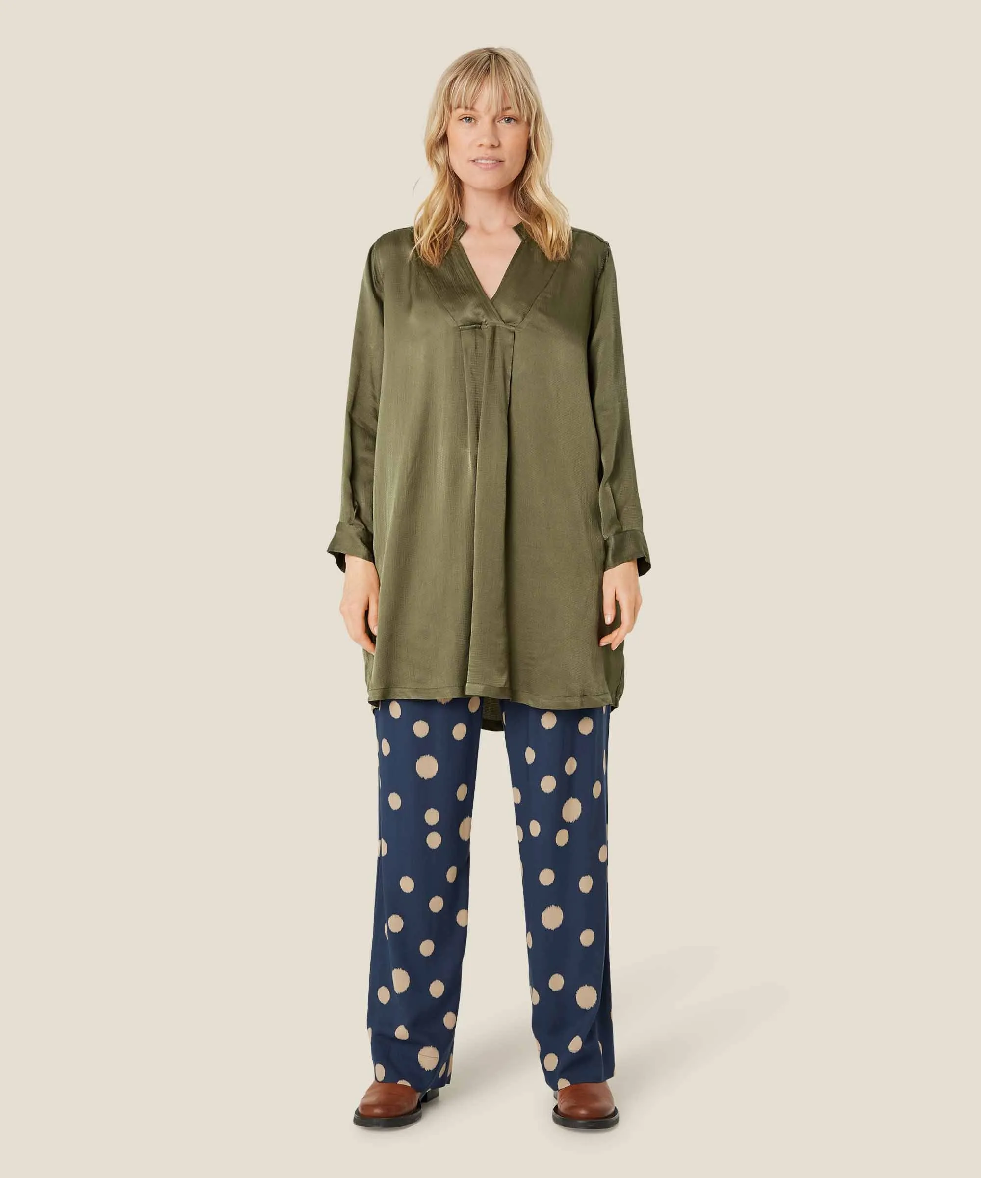 Masai Gona V-Neck Tunic in Khaki