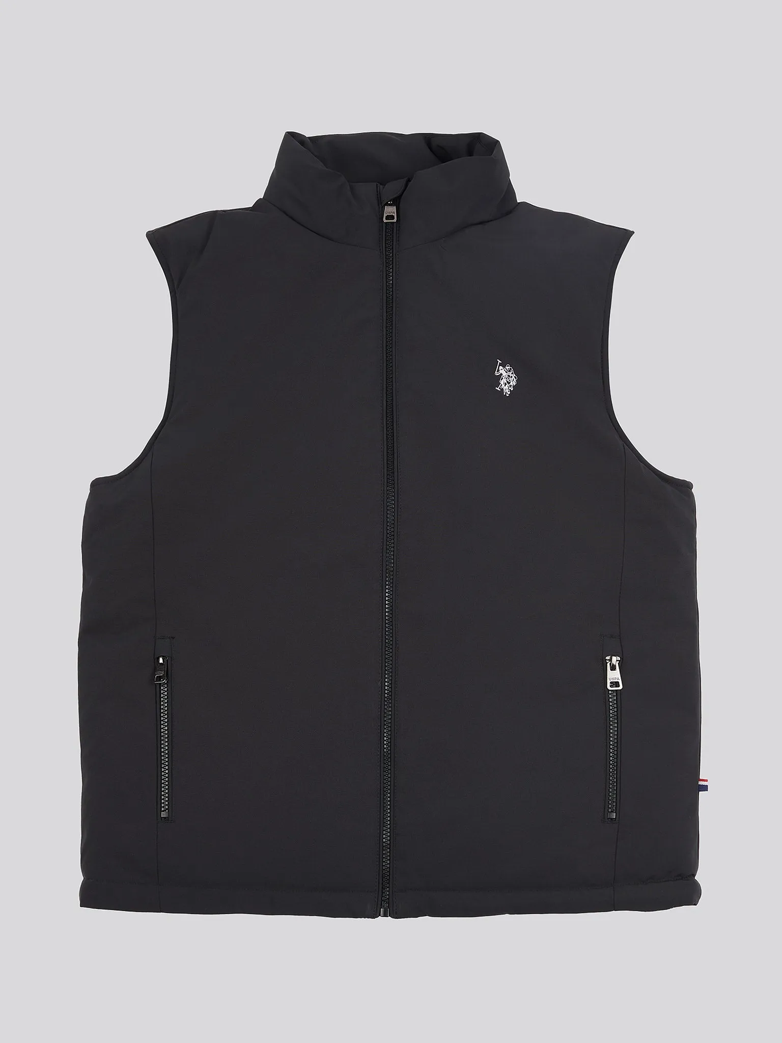 Mens Clean Front Quilt Gilet in Black