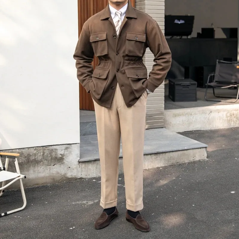 Men's Safari Jacket with Multi-pockets - Quilted Regular Fit