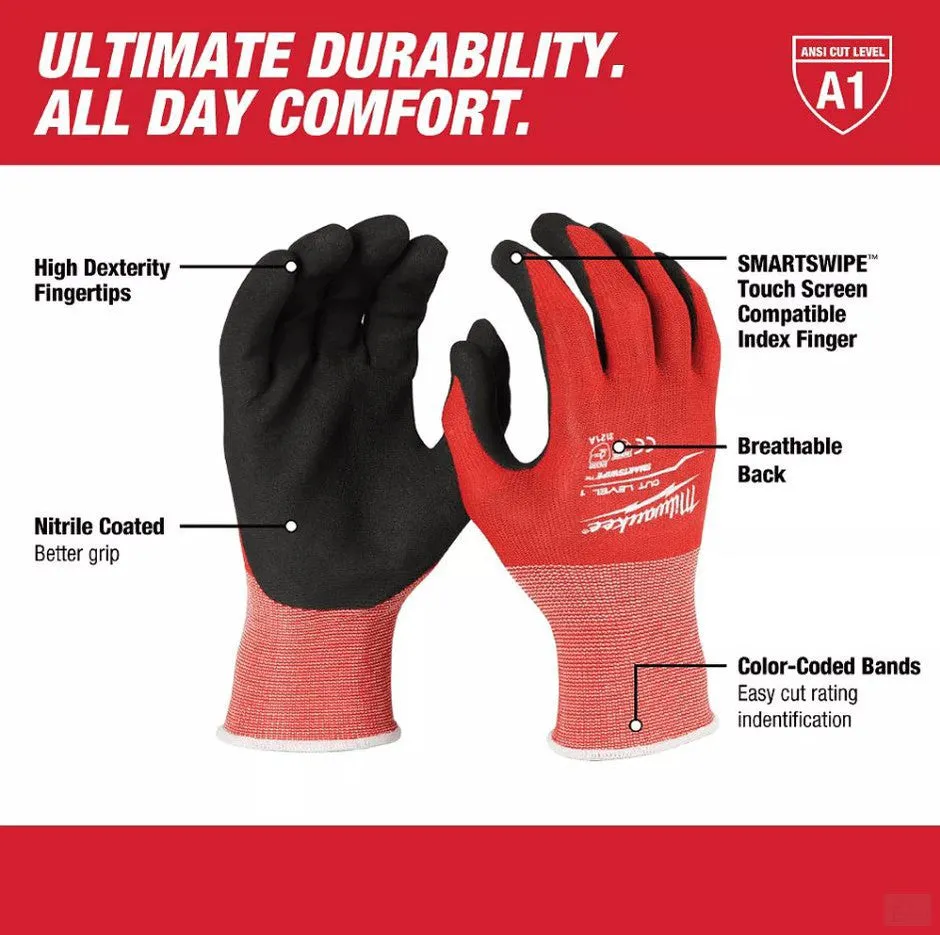 MILWAUKEE Cut 1 Nitrile Glove - 6 PK - Large 48-22-8902P