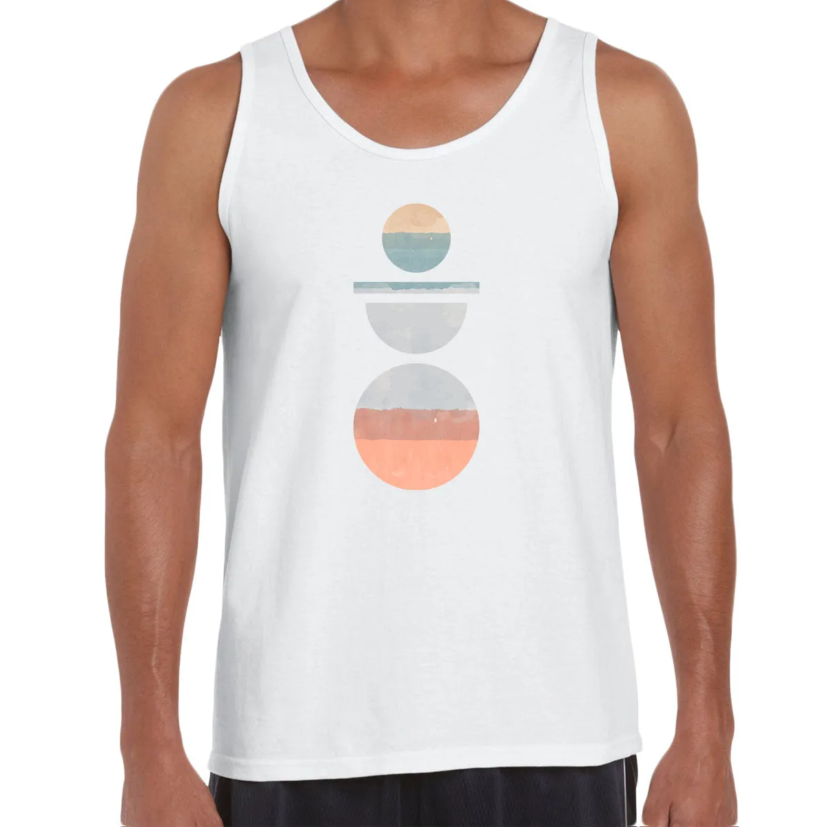 Minimal Circle Print Tee Abstract Design Round Neck Funny Geometric Unisex Tank Top