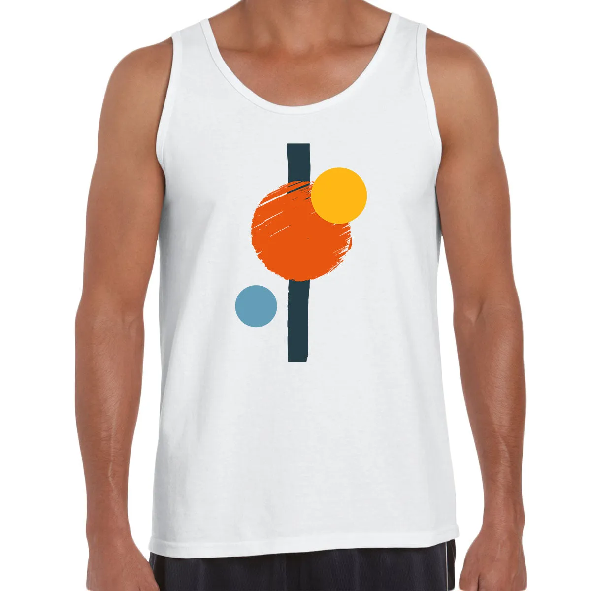 Minimal Colorful Art Print Tee Abstract Design Round Neck Funny Geometric Unisex Tank Top