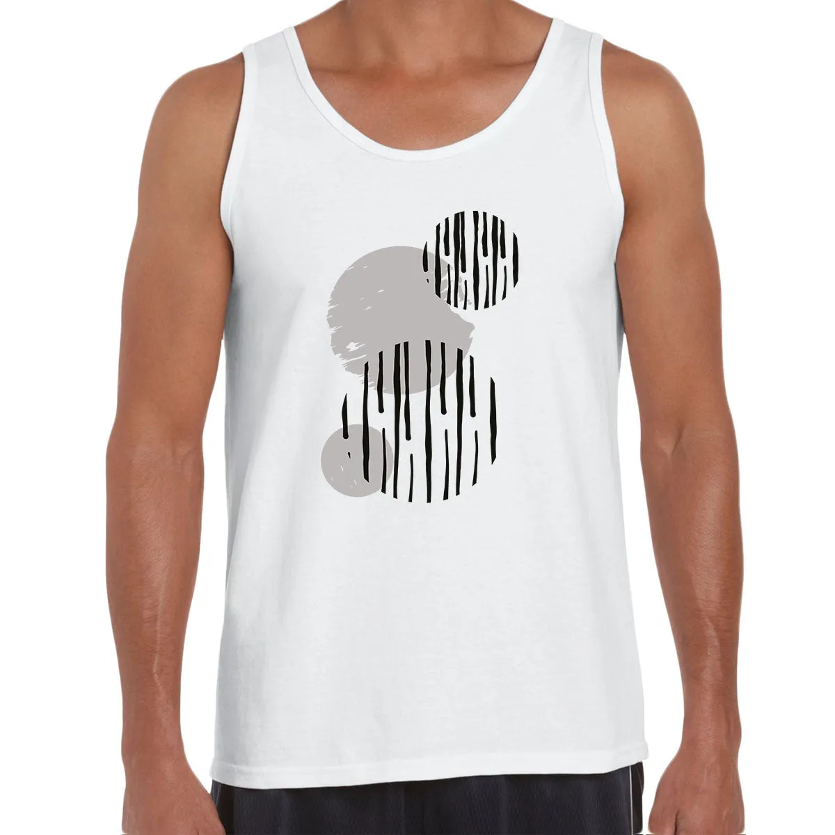 Modern Art Circles Print Abstract Round Neck Funny Birthday Gift Geometric Unisex Tank Top